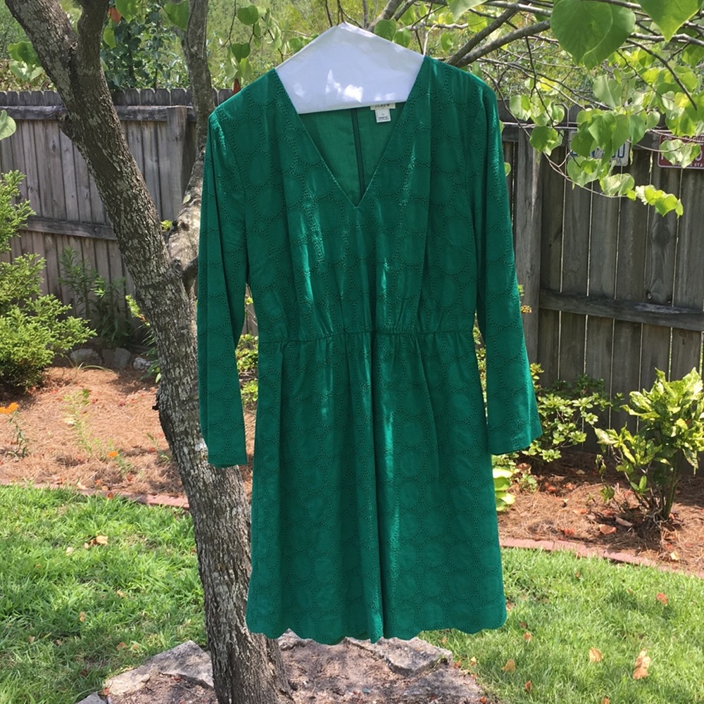 EXC J Crew Green Eyelet Dress 12